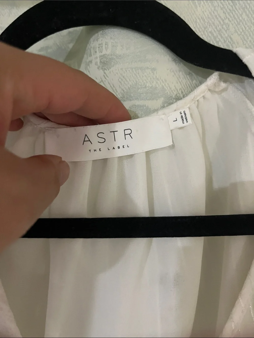 Astr White V-Neck Puff Sleeve Blouse with Drawstring Detail